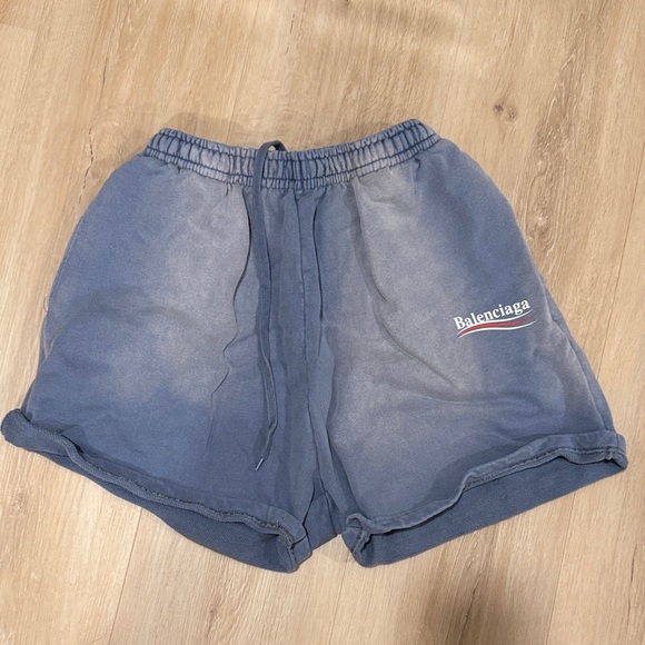 Balenciaga Blue Washed Cotton Shorts Unisex Size Small